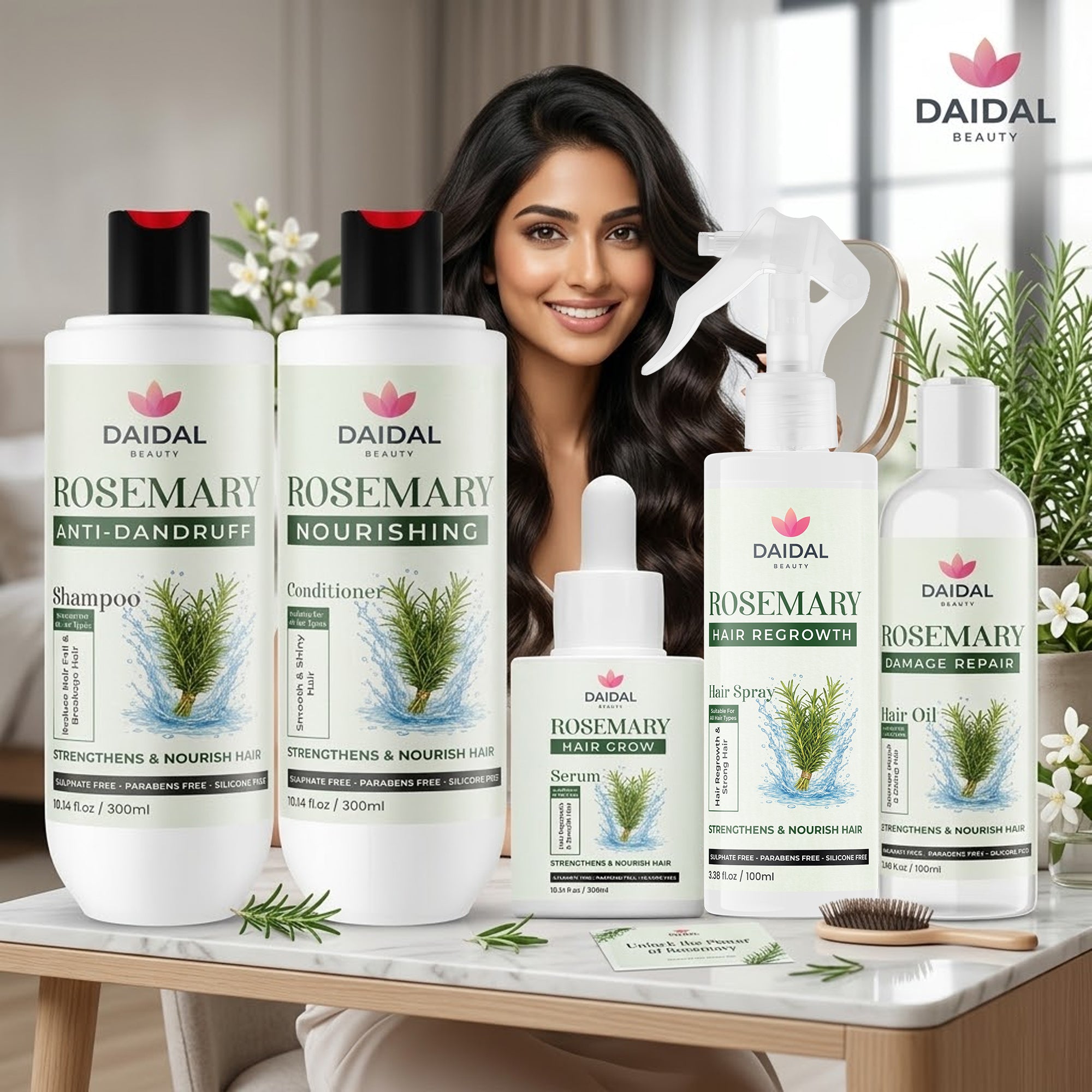 Daidal Rosemary Hair Care Kit – Hair Growth, Anti-Dandruff, Repair & Nourish Complete 5-Step Routine