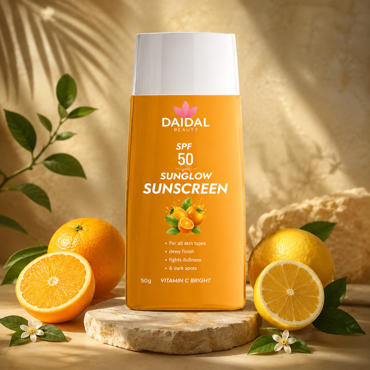 DAIDAL Orange Vitamin C Sunscreen SPF 50 | Dewy Finish & Daily Sun UV Protection
