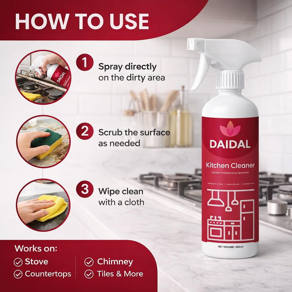 DAIDAL Kitchen Cleaner Spray 500 ML | Powerful Grease & Stain Remover for Kitchen Surfaces