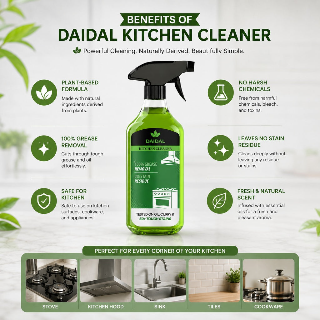DAIDAL Kitchen Cleaner Spray 500 ML | Powerful Grease Remover for Stovetops, Hoods, Sinks & Kitchen Surfaces