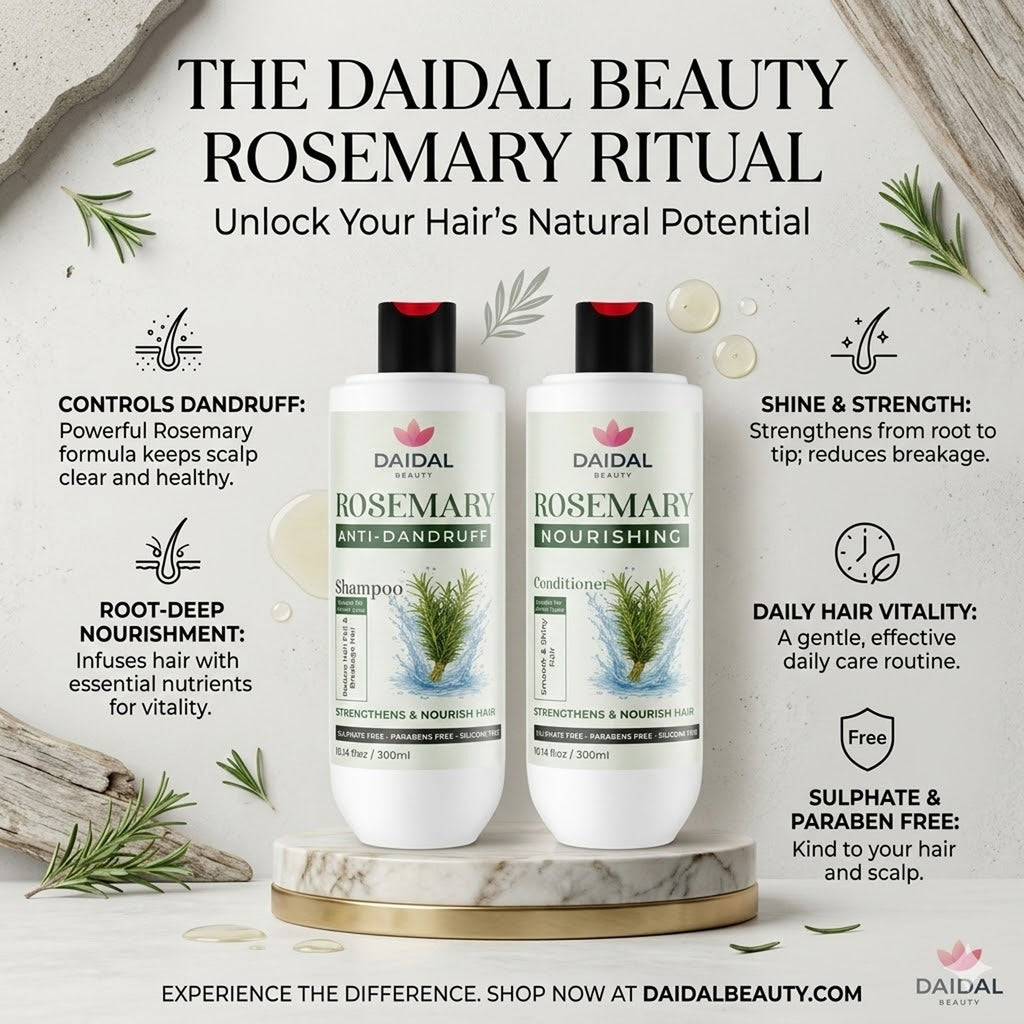 Daidal Rosemary Shampoo & Conditioner Duo – Anti-Dandruff + Nourishing Hair Care Set (300ml Each)