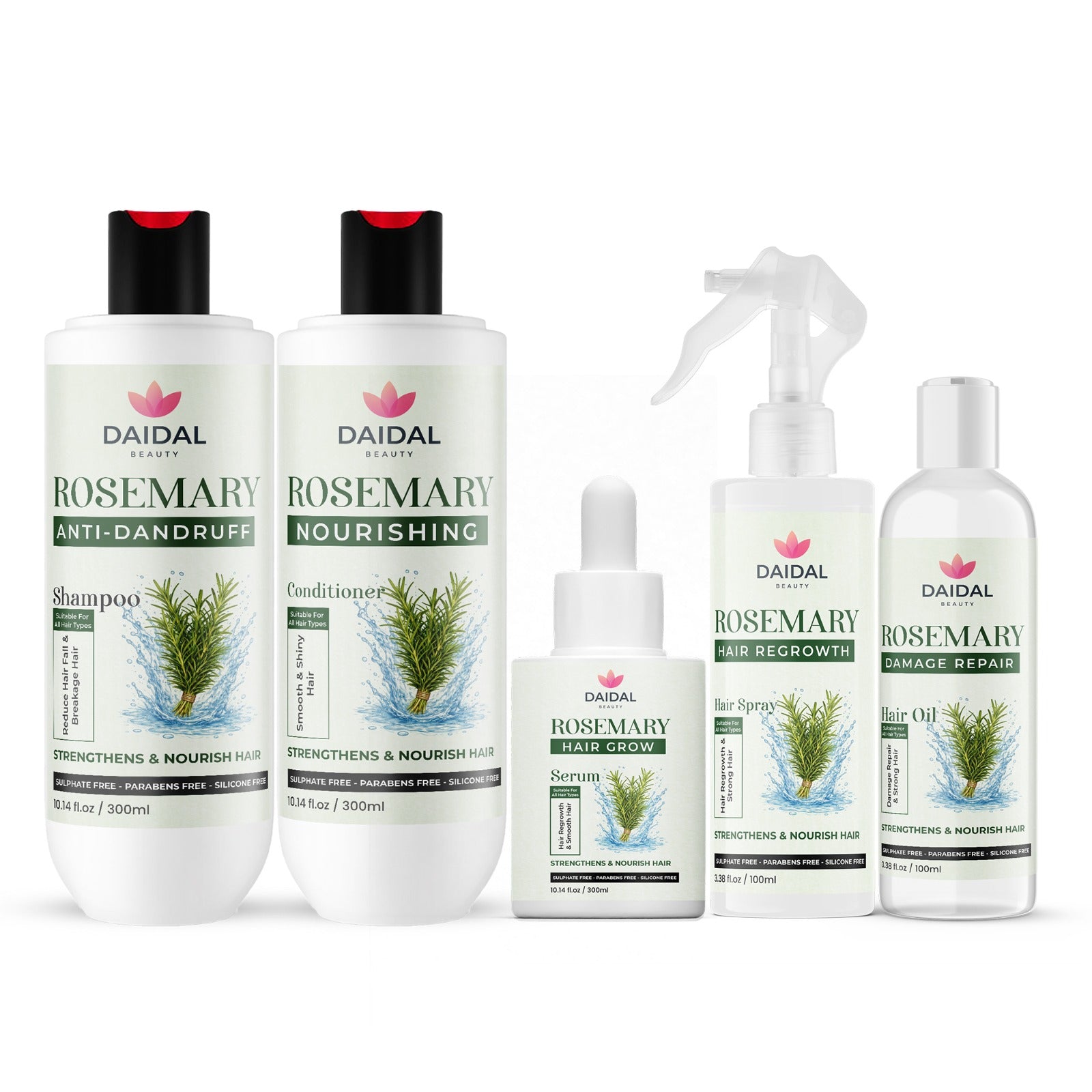 DAIDAL A1 Rosemary Hair Care Kit – Hair Growth, Anti-Dandruff, Repair & Nourish Complete 5-Step Routine