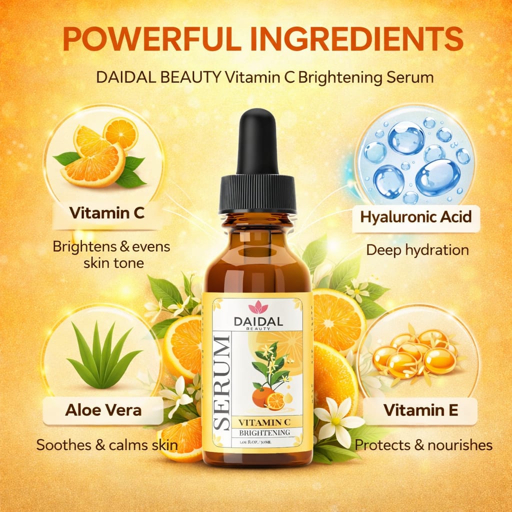 DAIDAL Vitamin C Brightening Serum | Reduce Dark Spots, Even Skin Tone & Unlock Radiant Glow ✨