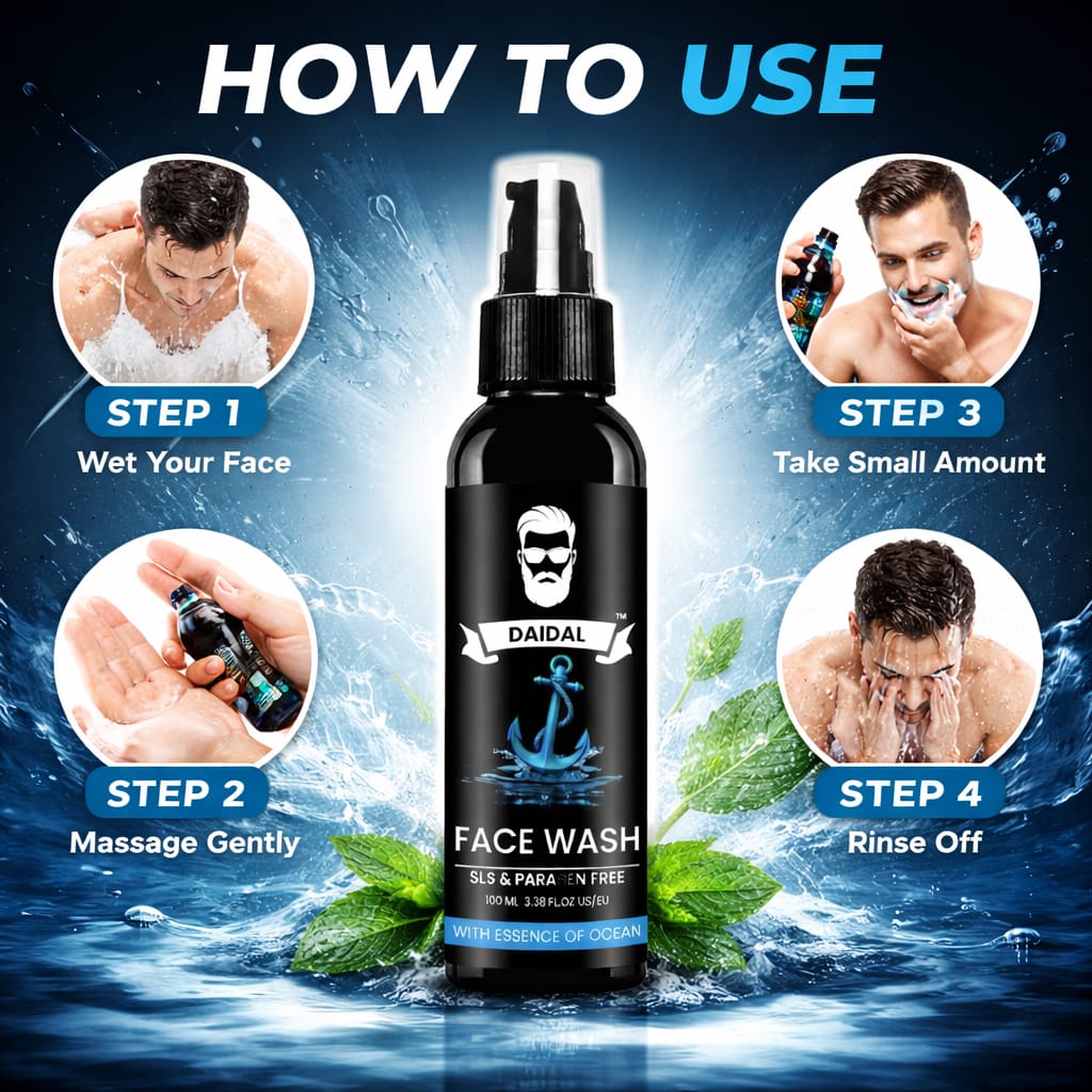 DAIDAL Ocean Fresh Men’s Face Wash | Deep Cleanse, Acne Control & Oil-Free Glow