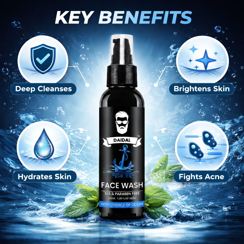 DAIDAL Ocean Fresh Men’s Face Wash | Deep Cleanse, Acne Control & Oil-Free Glow