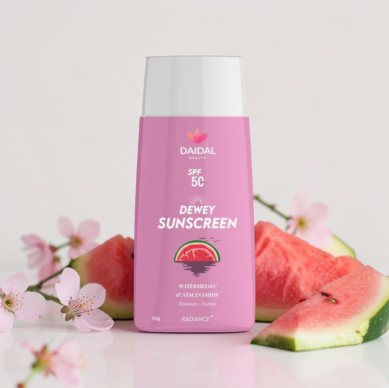 DAIDAL Watermelon & Niacinamide Dewy Sunscreen SPF 50 | Hydrating Glow & UV Protection