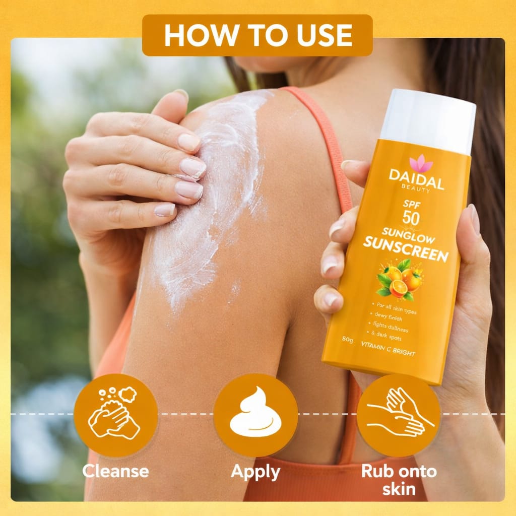 DAIDAL Orange Vitamin C Sunscreen SPF 50 | Dewy Finish & Daily Sun UV Protection